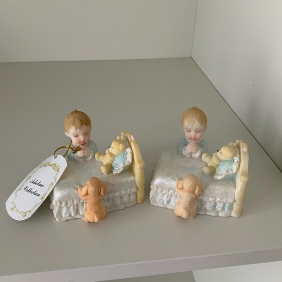 Vintage ADELINE COLLECTION Ceramic Praying Boy & Girl Kneeling Figurines X2 NEW - Picture 3 of 15